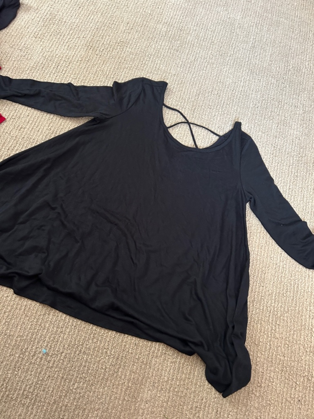 Love by design Black Long Sleeve Swing Top with Strappy Back
